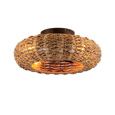 19.6" Bamboo Ceiling Fan With Remote Control