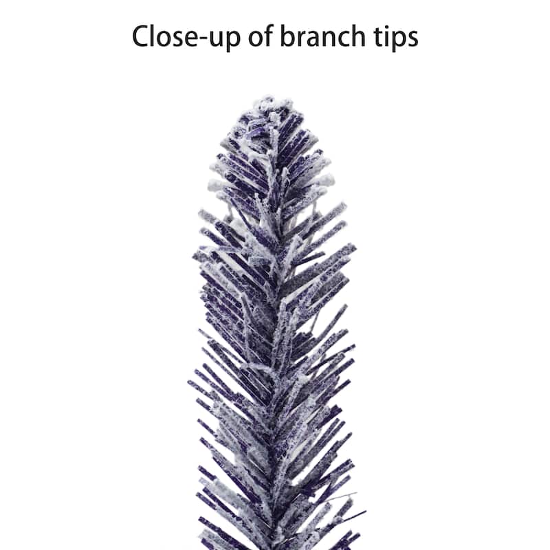 Puleo International 4.5 ft. Pre-Lit Flocked Fashion Purple Pencil Artificial Christmas Tree
