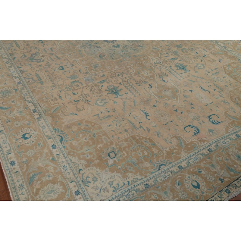 Distressed Tabriz Persian Vintage Area Rug Handmade Wool Carpet - 7'10"x 11'9"