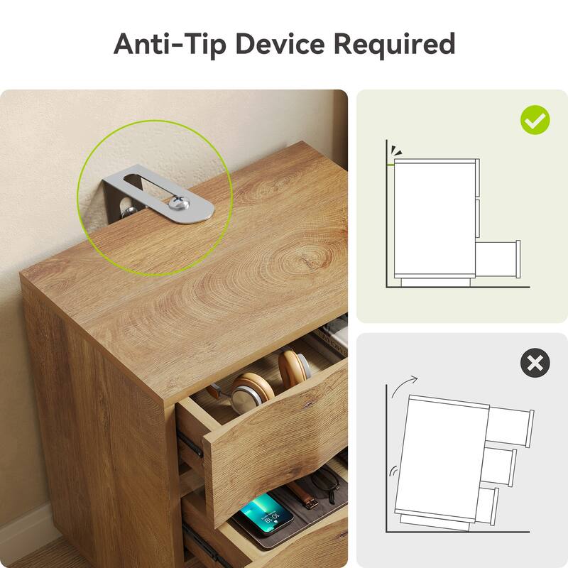 Wood Drawer End Table, Storage Nightstand, Bedroom Living Room Closet Bedside Table Small Dresser Accent Table