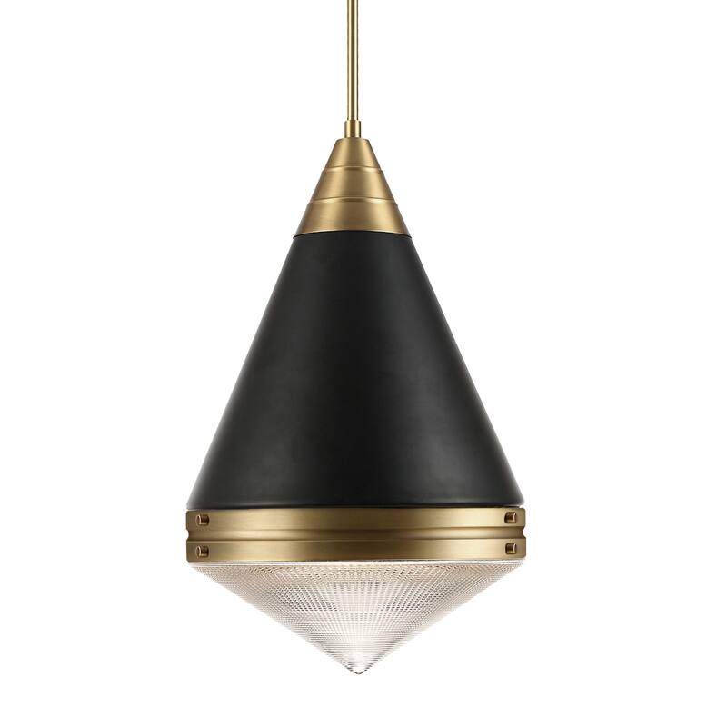 Maxim 10396 Hargreaves 14" Wide Pendant - Black / Natural Aged Brass