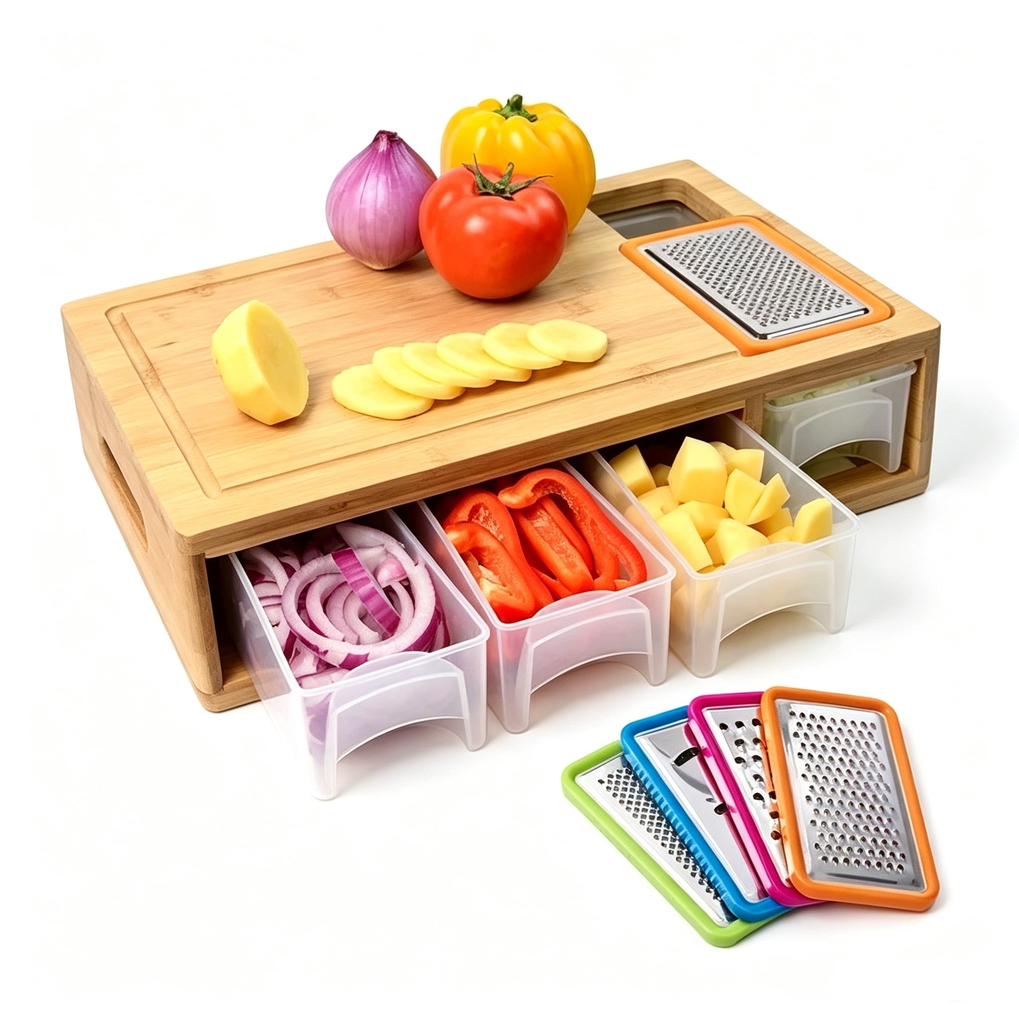 Multi-Functional Natural Bamboo Cutting Board