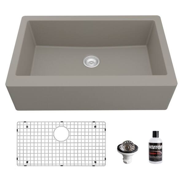 slide 65 of 72, Karran Farmhouse/Apron-Front Quartz Single Bowl Kitchen Sink Kit Concrete