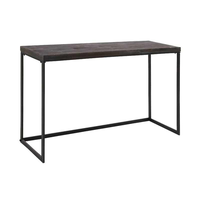 Wood Minimalistic Console Table with Black Metal Legs - Dark Brown - Roche River Decor - 18"Wx52"Lx33"H