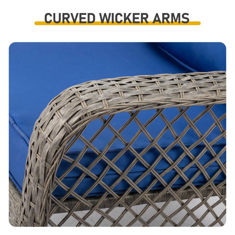 Outdoor Wicker Rocking Chair Grey Rattan with Removable Cushion - 33.9''x 29.5''x 34.1''