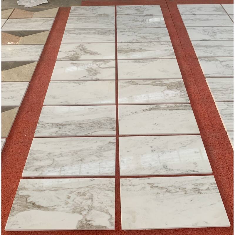 Roomfitters Natural Marble Tile, Polished Stone for Wall and Floor, Genuine Marble, 4-Piece Box, White