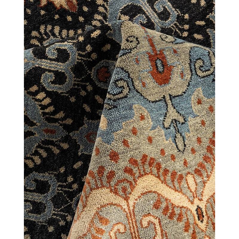 Ikat One-of-a-Kind Hand-Knotted Area Rug - Gray, 9' 1" x 12' 3" - 9' 1" x 12' 3"