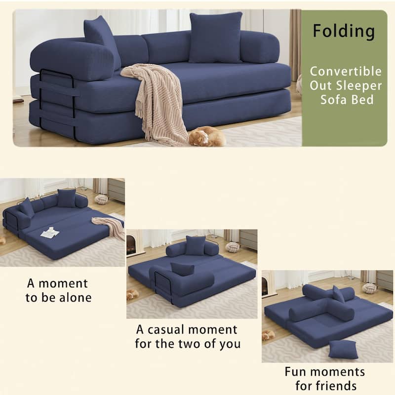 Convertible Out Sofa Bed, 4-in-1 DIY Combination Convertible Sofa, Folding Sleeper Sofa with Adjustable Armrests