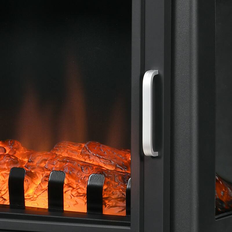 24" Electric Fireplace Stove, Freestanding Infrared Heater with Adjustable Temperature, Realistic Flame,Overheat Protection