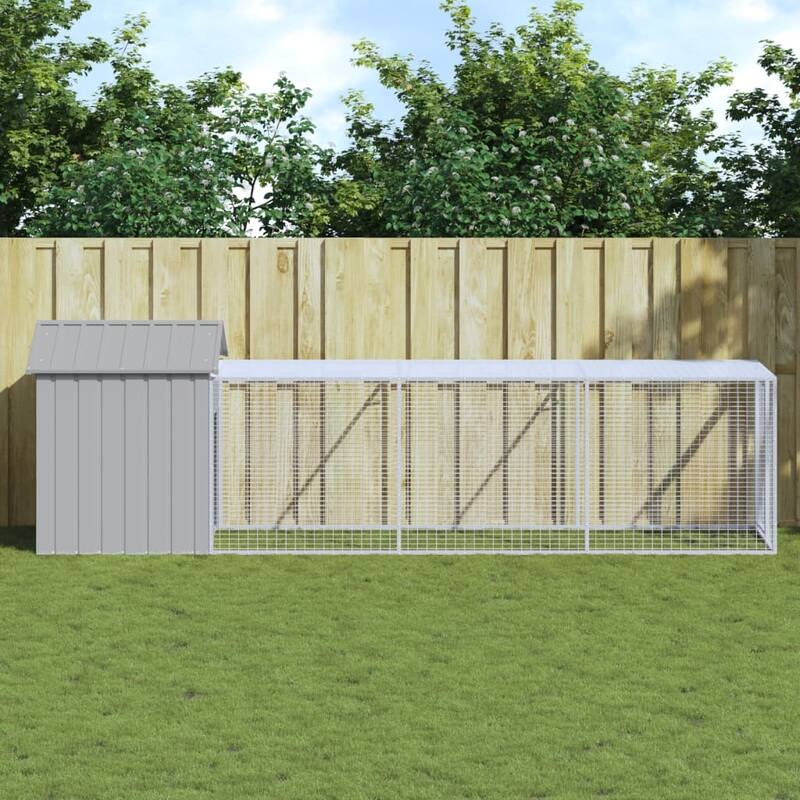 vidaXL Chicken Cage with Run Light Gray/Anthracite multisize Galvanized Steel