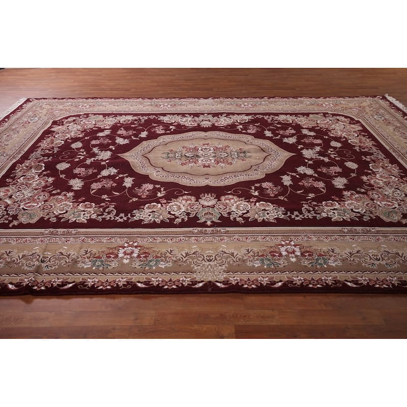 Victorian Style Kashan Turkish Area Rug Machine Made Carpet - 9'10" x 13'2"