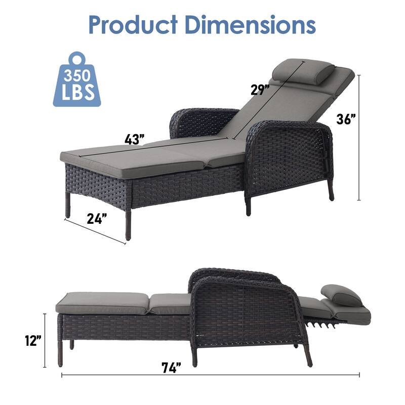 Outdoor Chaise Lounge Chairs for Outside Brown - Grey