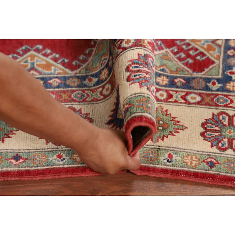 Red Traditional Kazak Oriental Area Rug Handmade Wool Carpet - 5'3" x 6'5"