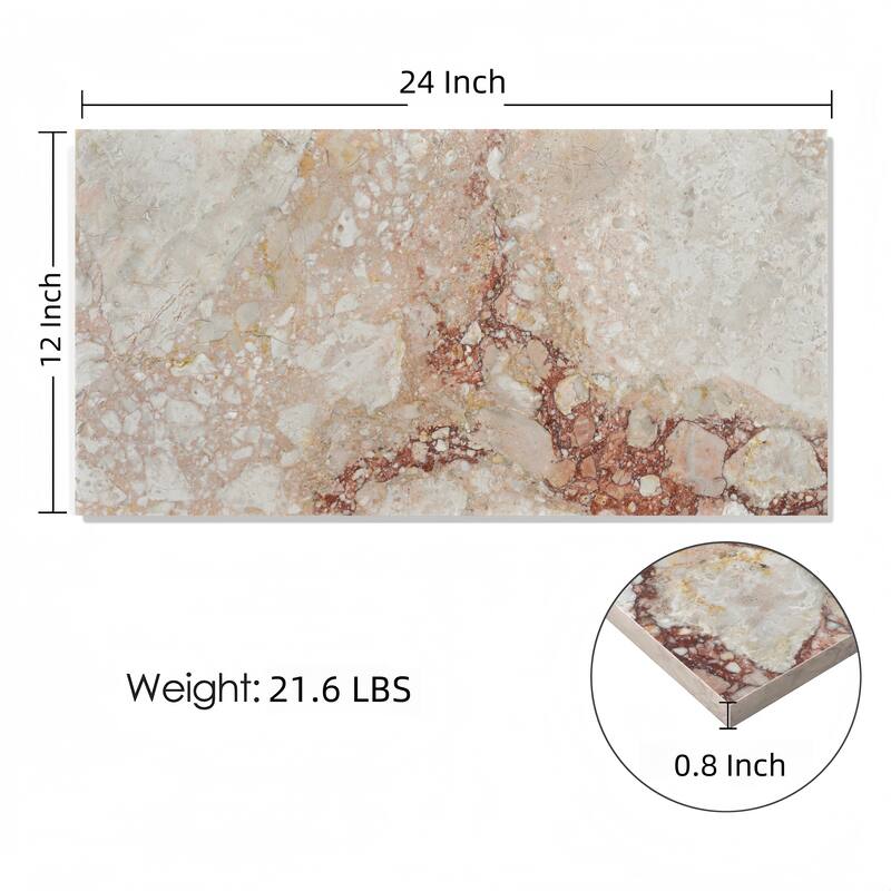 12*24 pink natural marble, natural stone, genuine marble, real marble, for wall and floor, polished marble tile, 1 box 4 pcs