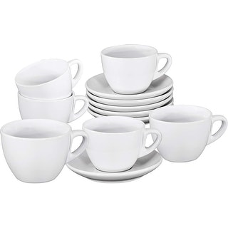 Set of 4 Espresso Cups with Saucers 4 ounce By Bruntmor Matte Black 