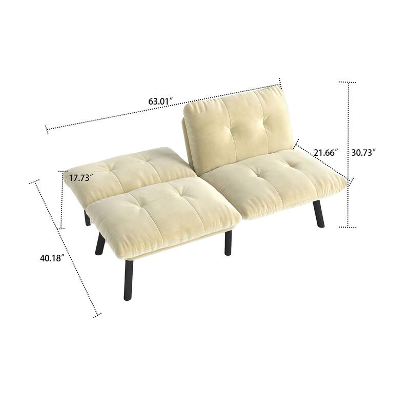 Classic Velvet Upholstered Convertible Futo Sofa Bed with Adjustable Split Backrest