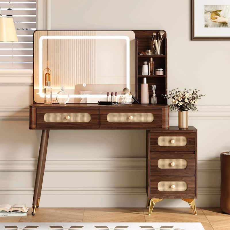 47'' Vintage Makeup Vanity with Mirror and Lights
