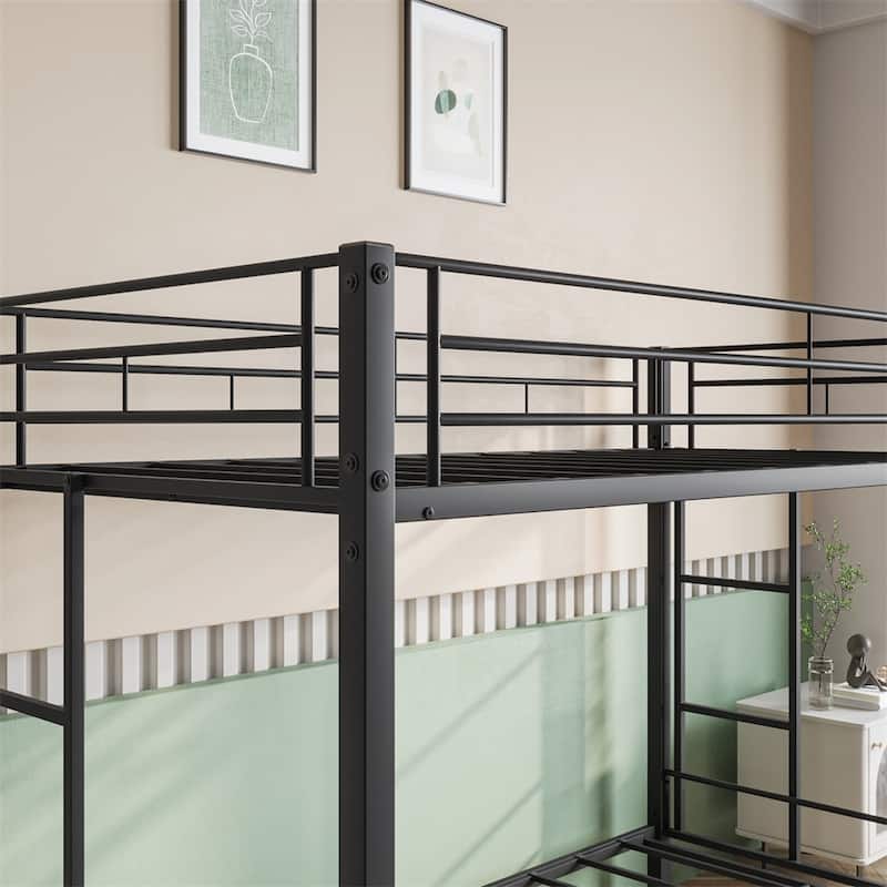 Metal Heavy Duty Twin Bunk Bed with Slatted Support Black