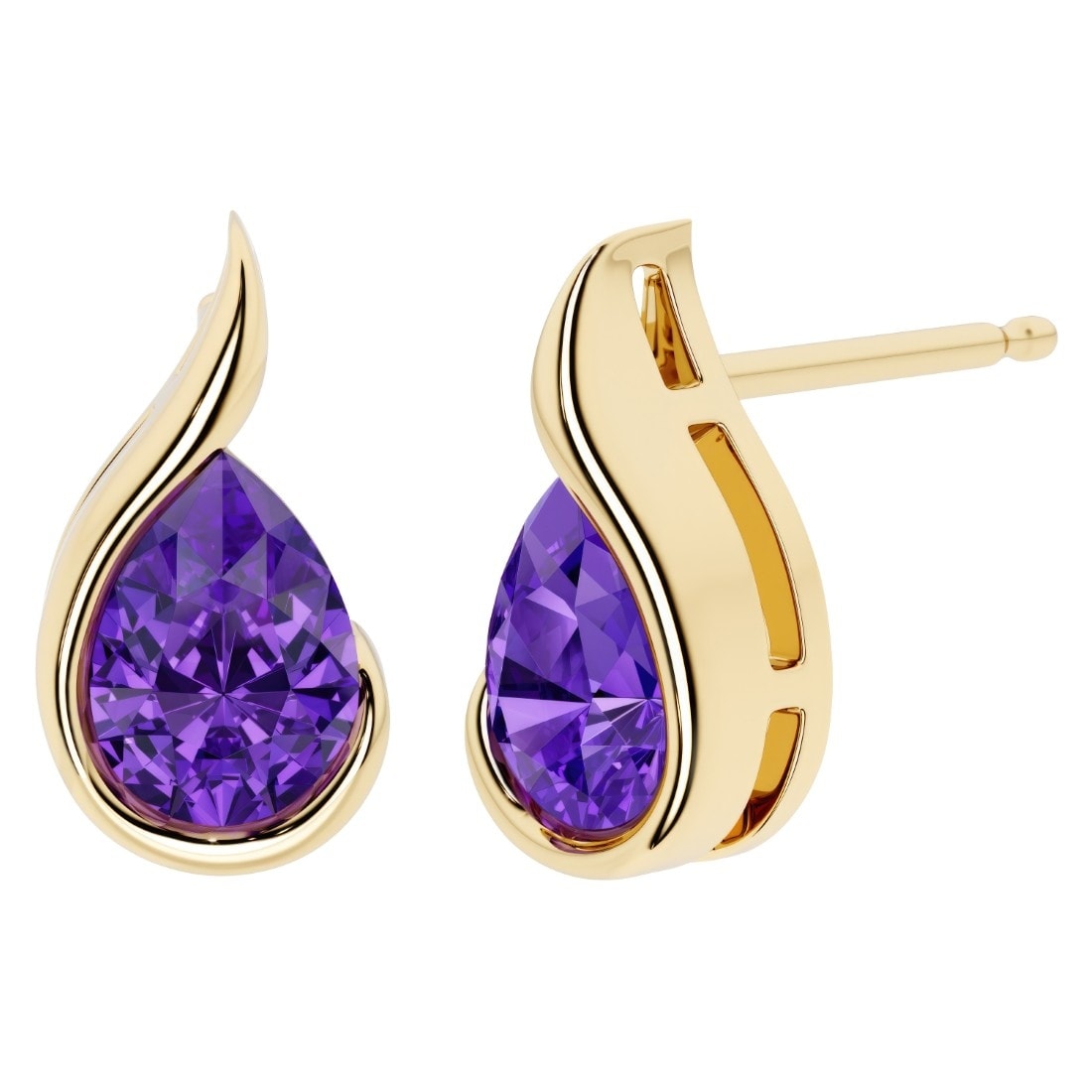 Oravo Teardrop Gemstone Stud Earrings in Yellow Gold Plated Sterling Silver