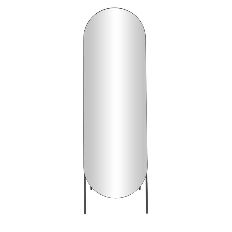 Metal Geometric Foldable Freestanding Minimalistic Oval Room Floor Mirror - Black - Roche River Decor