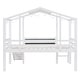 preview thumbnail 11 of 17, Playhouse & Fun Loft Bed with Light Strip on the Roof, Build-in Ladder, Slide and Blackboard, Twin Size, White