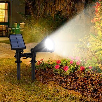 Solar Powered Spotlight Outdoor Dusk To Dawn Light - Black