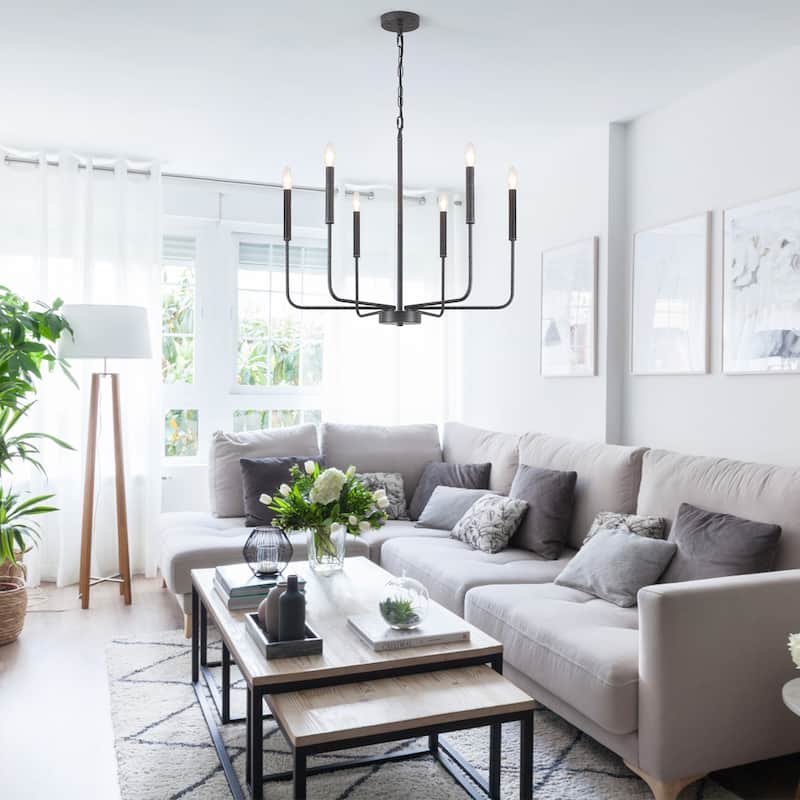 Modern 6-Light Candle Chandelier Classic Ceiling Light for Dining Room Kitchen Island - N/A