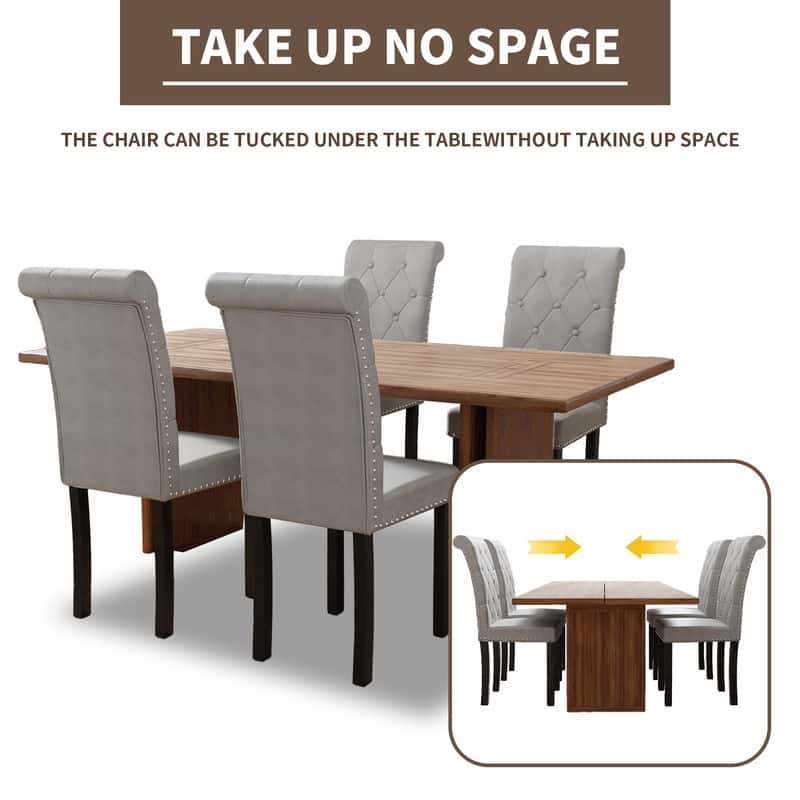 High-Back Tufted Nailhead Upholstered Dining Chairs (Set of 4)