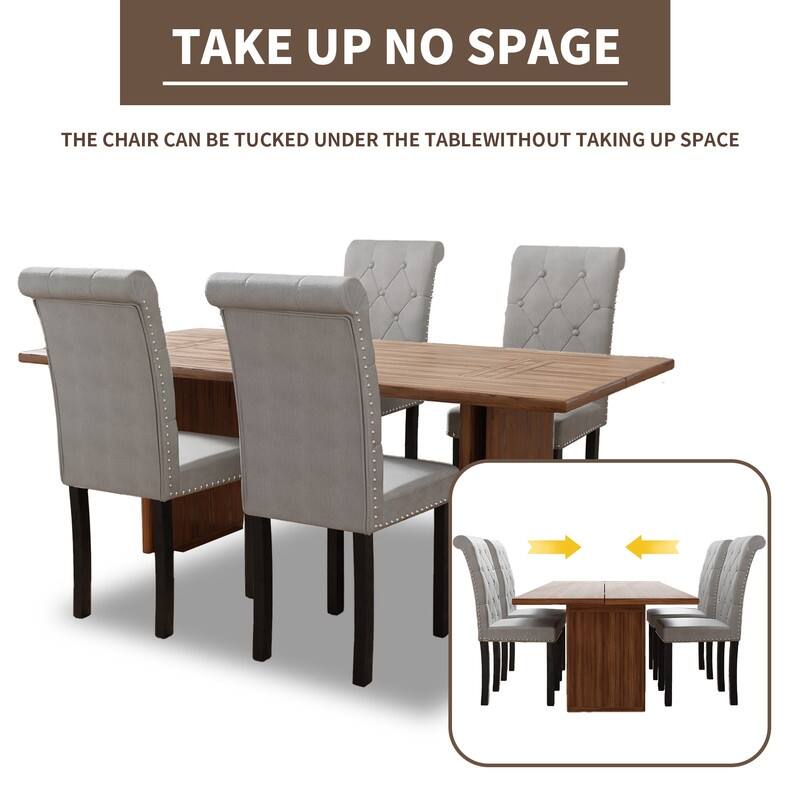 High-Back Tufted Nailhead Upholstered Dining Chairs (Set of 6)