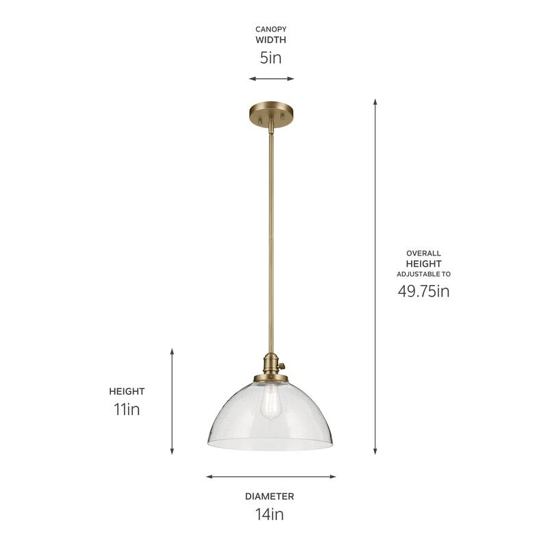 Kichler Lighting Avery 1-Light Pendant Light with Seeded Glass