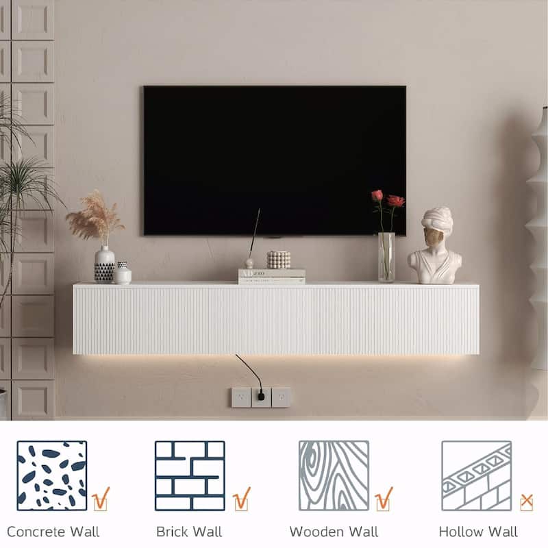 69" Modern TV Stand, Stylish Floating TV Cabinet Entertainment Center for 55-70 Inch TVs