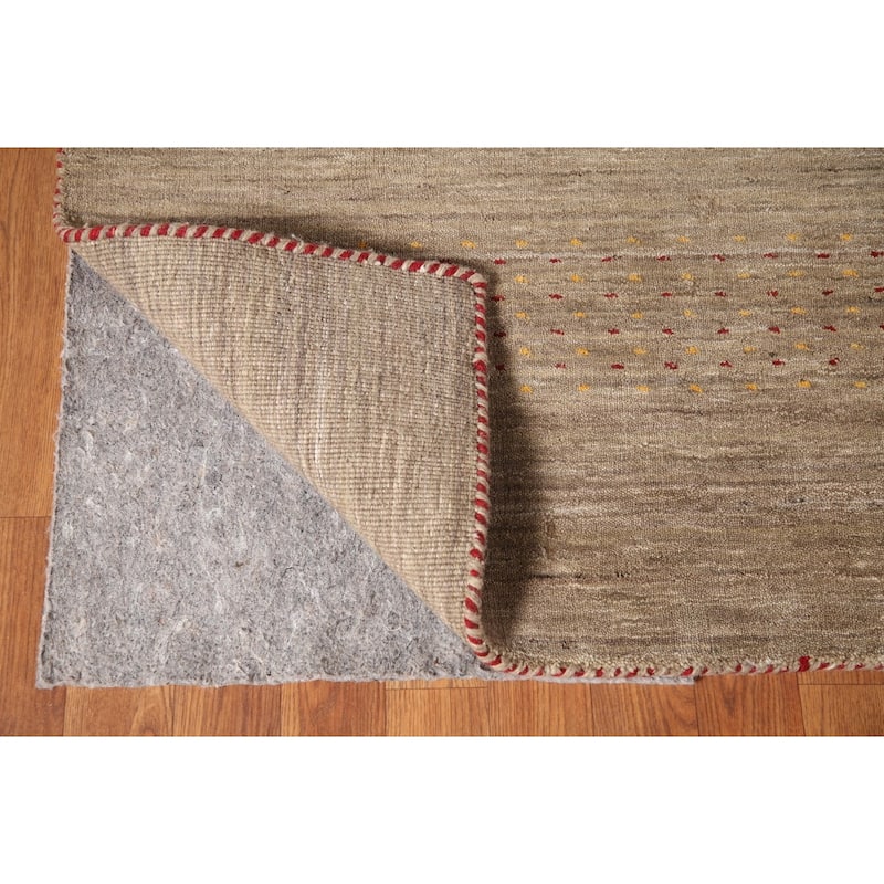 Brown Gabbeh Indian Area Rug Handmade Oriental Wool Carpet - 7'11"x 9'10"