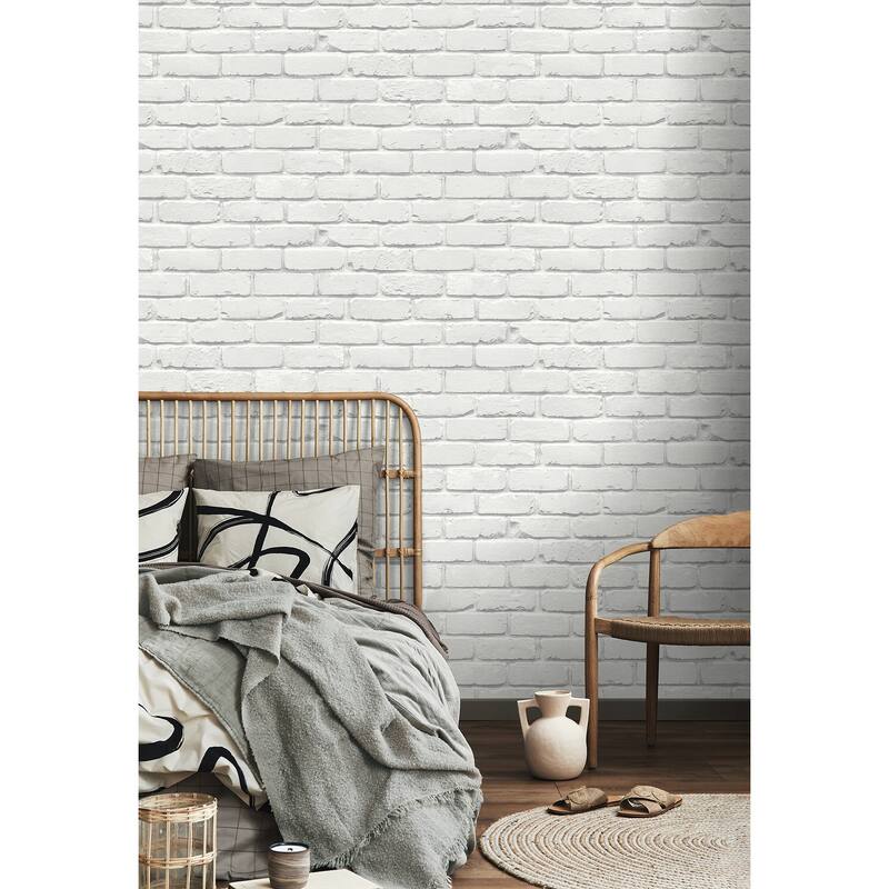 Fine Decor Alpin White Painted Brick Wallpaper