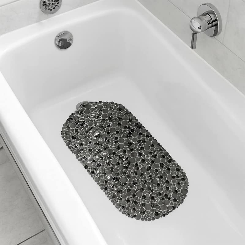 Bubbles Non-Slip Oval Bathtub Mat 28 L x 15 W - Clear Grey
