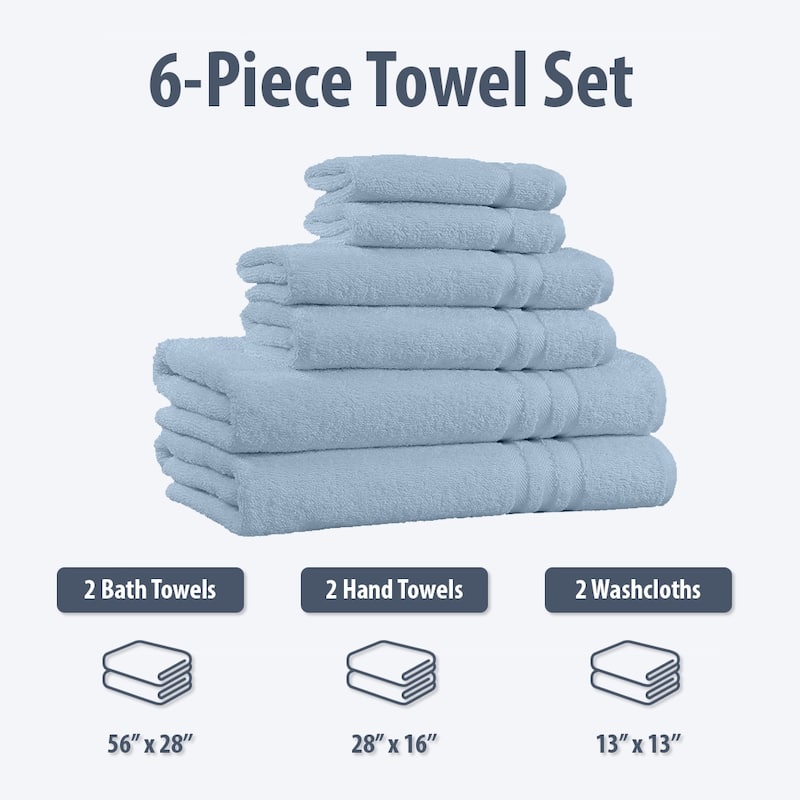 Home Sweet Home 6-Piece 650 GSM Cotton Bath Towel Set
