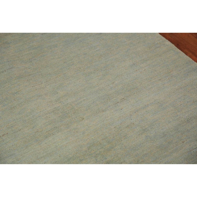 Green Gabbeh Modern Rug Hand-Knotted Wool Carpet - 3'10" x 6'0"