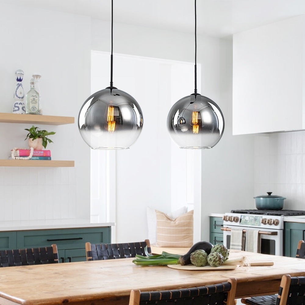 Minimalist Modern 2-Light Hand-blown Gradient Mirror Glass Pendant - 32.3 in