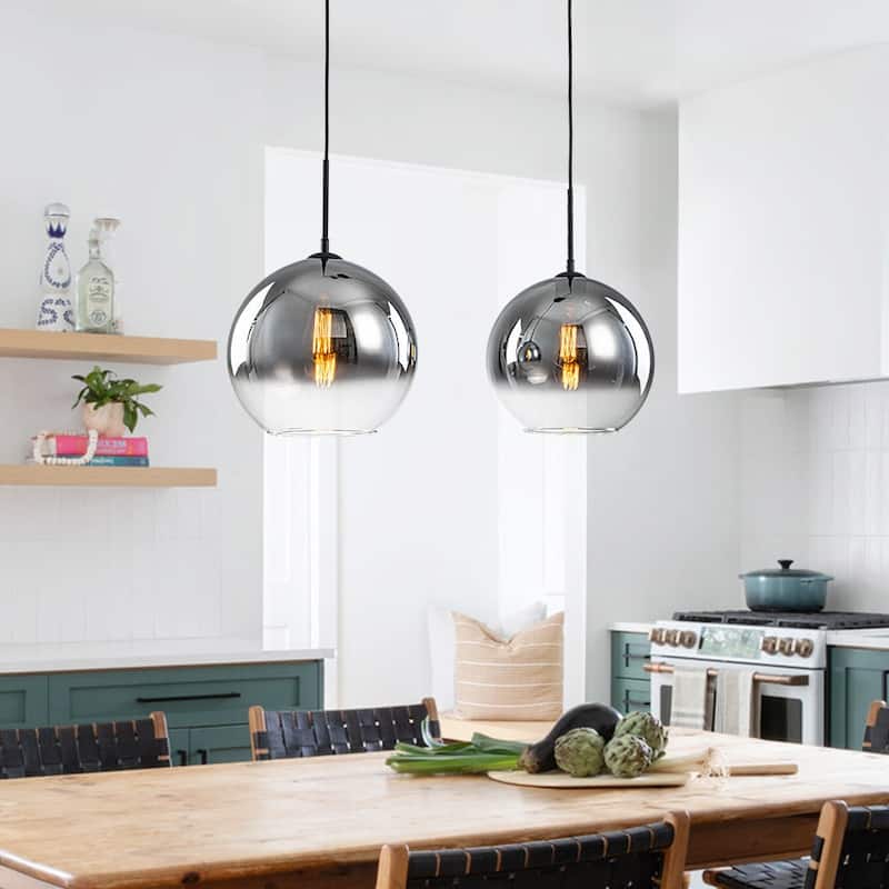 Minimalist Modern 2-Light Hand-blown Gradient Mirror Glass Pendant - 32.3 in