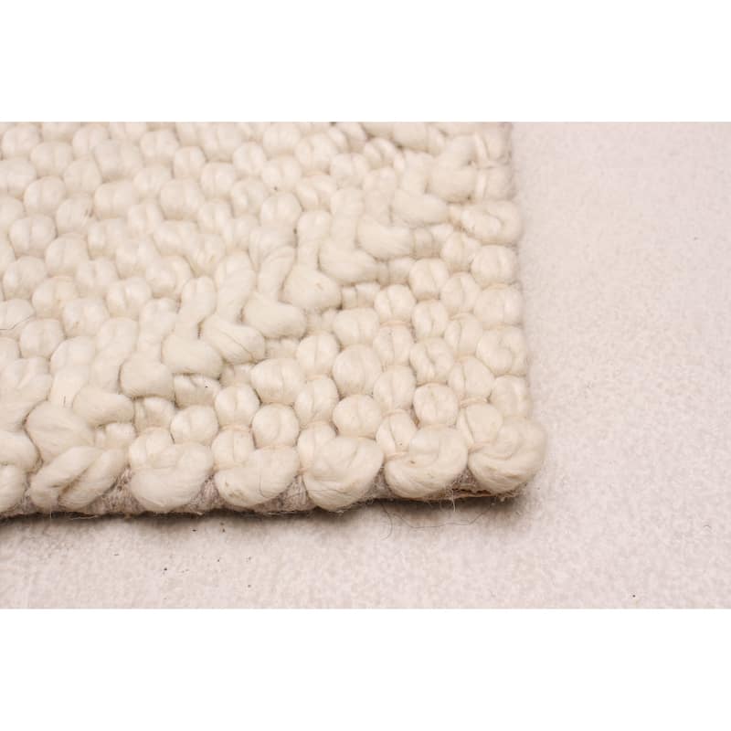 ECARPETGALLERY Braid weave Sienna Cream Wool Rug - 3'1 x 4'11