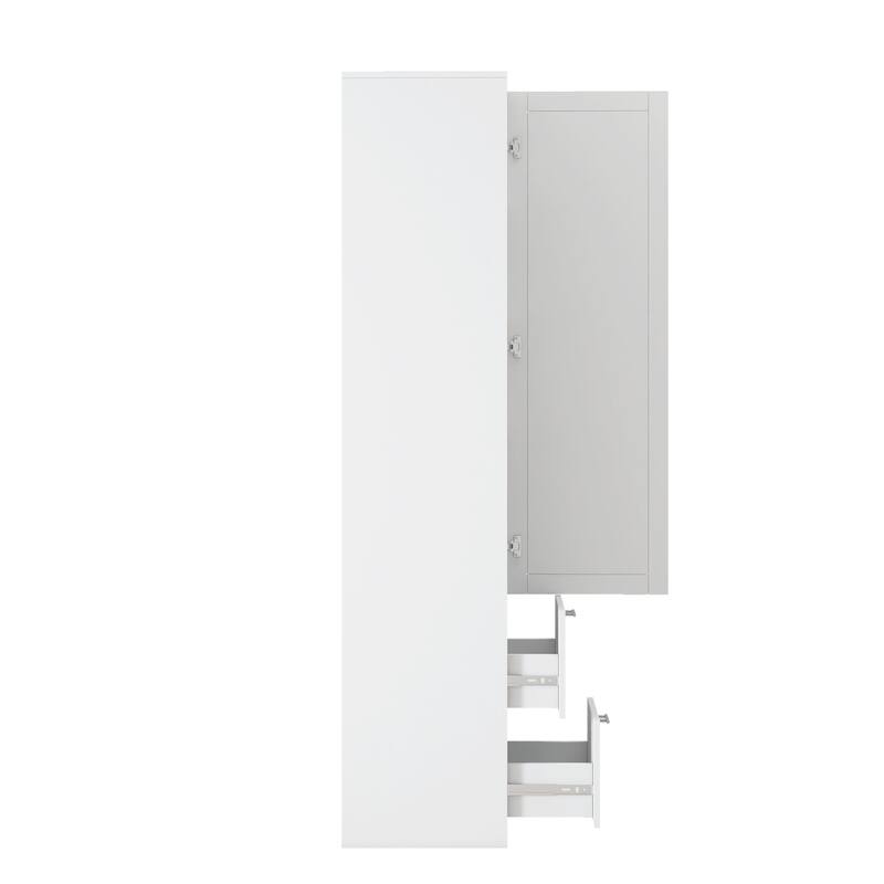 Standard Kitchen Pantry, Tall Cabinet, Freestanding Cabinet With One Door And Two Drawers For Kitchen, Dining Room, White