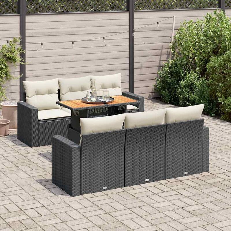 vidaXL Garden Sofa Set Black, Cream White - 21.7 x 39.4 x 28.7
