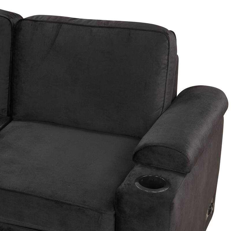 Modern 2 in 1 Pull Out sofa bed L Shape Couch with Storage Ottoman