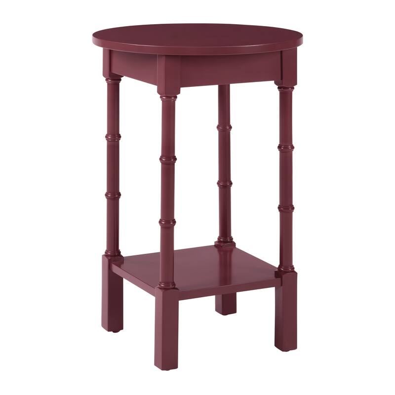 Golden Side Round Table Straight Legs - Burgundy Round Top Straight Leg