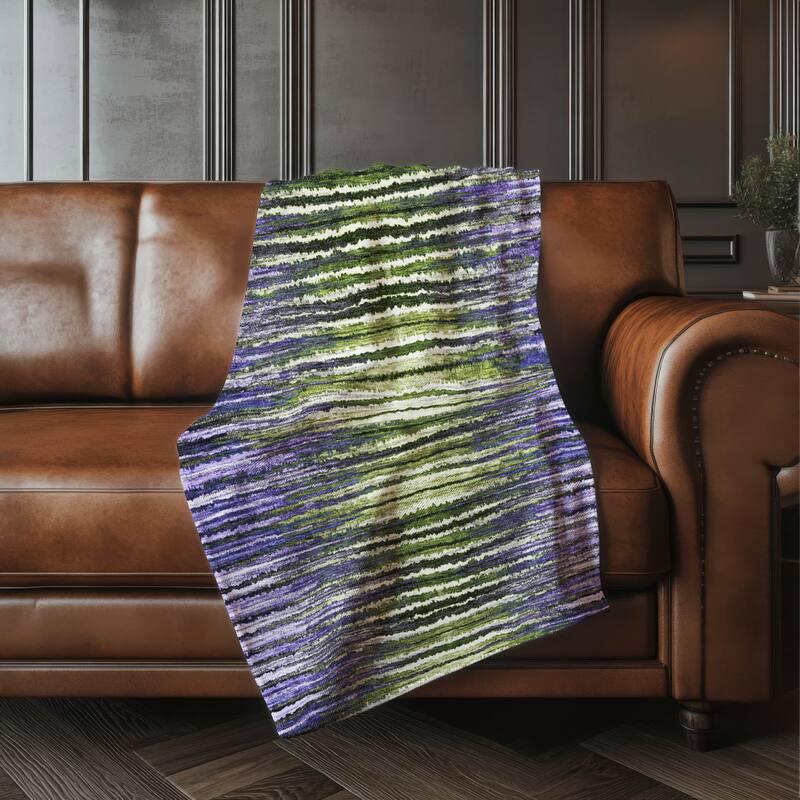 Premium Machine Washable Modern Prints Sherpa Throw Blanket - Purple - 4'2" x 5'10"