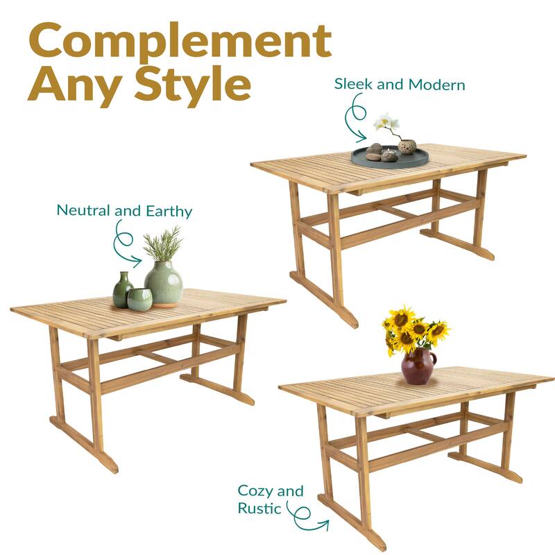 Sunnydaze 57" Hatteras Acacia Wood Outdoor Dining Table with Umbrella Hole