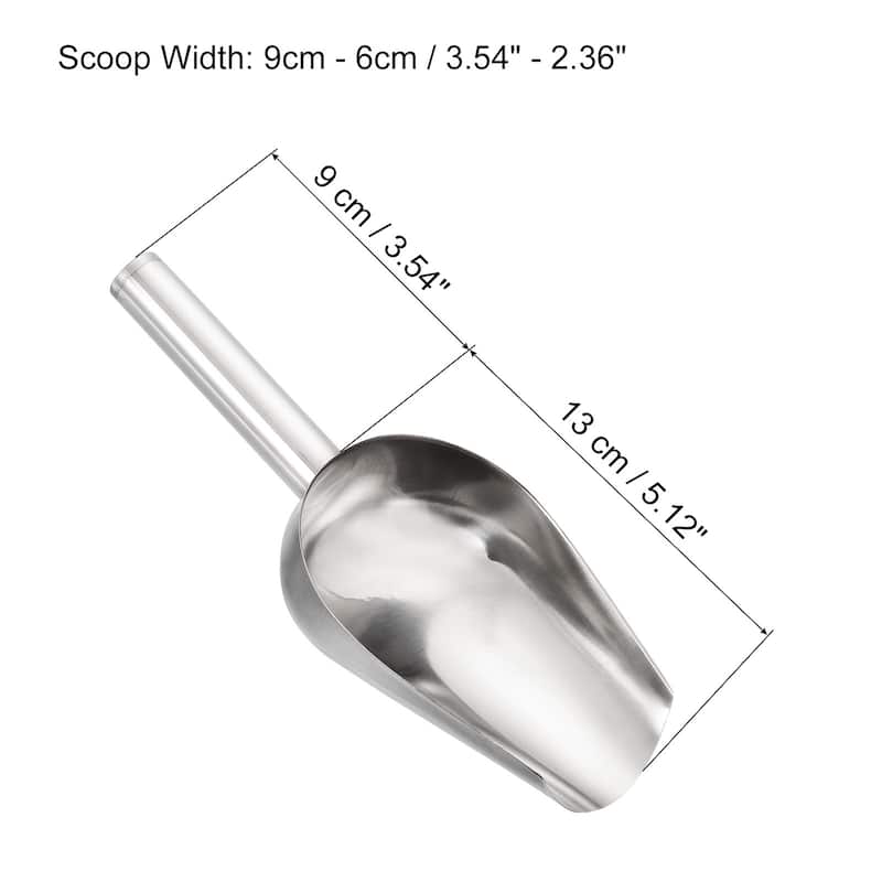 Ice Scoop Stainless Steel 8.7x2.4" Flour Cereal Sugar Food Utility Shovel - Silver