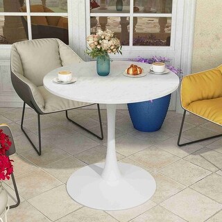 32"Modern Round Metal Base Dining Table with MDF Table Top - Bed Bath ...