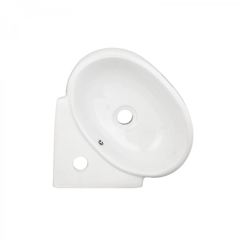 White Ceramic Corner Bathroom Sink 15.75" Wall Mount or Countertop Vessel Sink Oval Easy Clean Bathroom Sink Renovators Supply
