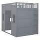 preview thumbnail 7 of 18, Full Size Loft Bed with Wardrobe, Space-Saving Wood House Bed Frame w/Safety Guard & Ladder for Boys, Girls, Small Bedroom, Grey