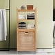 preview thumbnail 1 of 10, Bamboo Laundry Hamper Stand Hamper Cabinet - 20*12*47inch